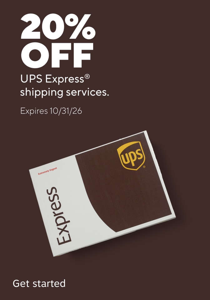 20% off UPS Express Shipping Services Expires 10/31/26 Get Started