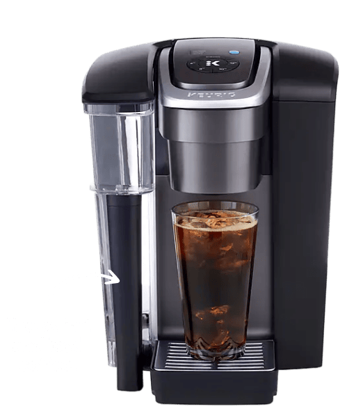 Brews hot and iced coffee.