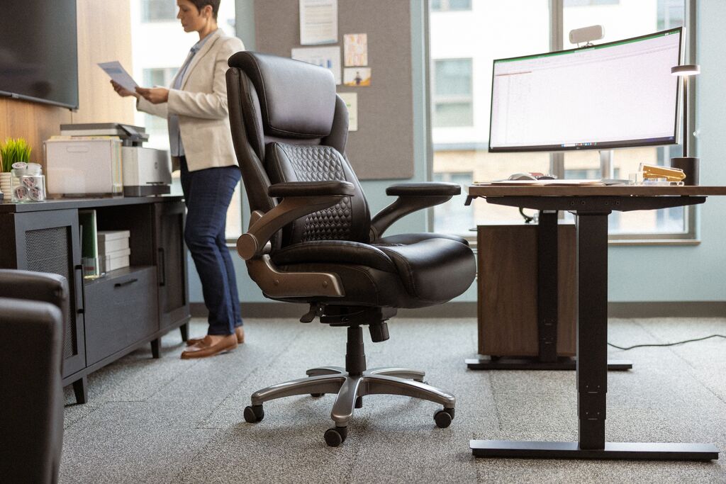 A heavy-duty commercial office chair