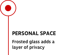 PERSONAL SPACE Frosted glass adds a layer of privacy