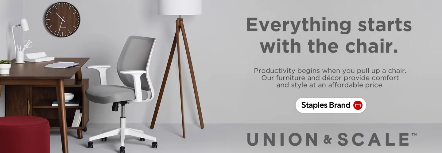 Everything starts with the chair. Productivity begins whenyou pull up a chair. Our furniture and decor provide comfort and style at an affordable priice. Union & scale