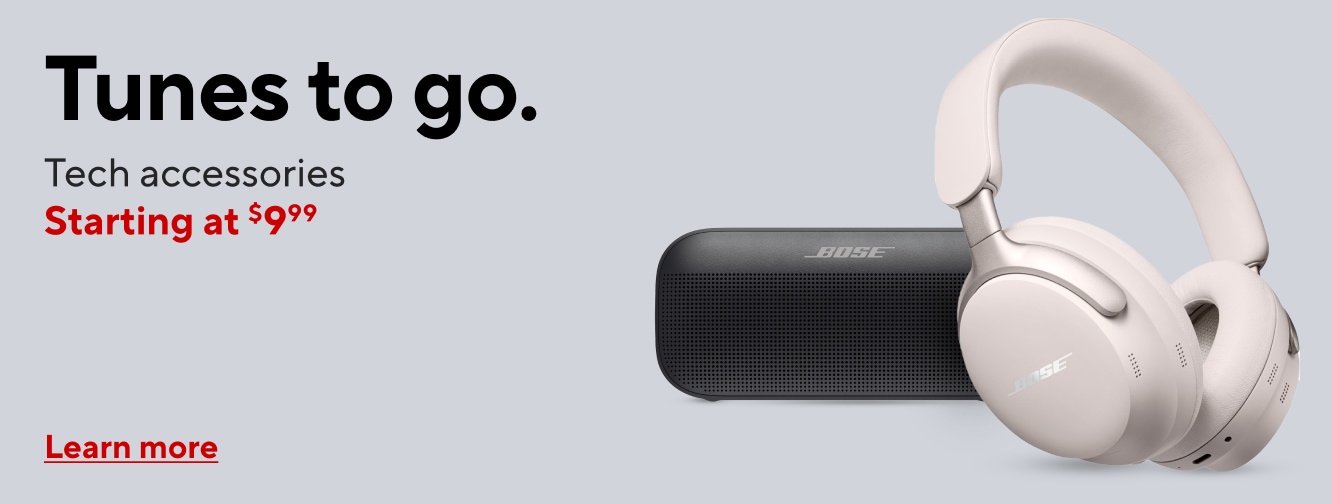 Tunes to go. Tech accessories starting at $9.99. Shop now
