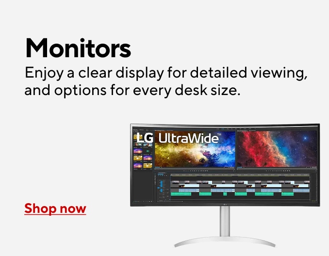 Monitors Enjoy a clear display for detailed viewing, and options for every desk size. Shop Now