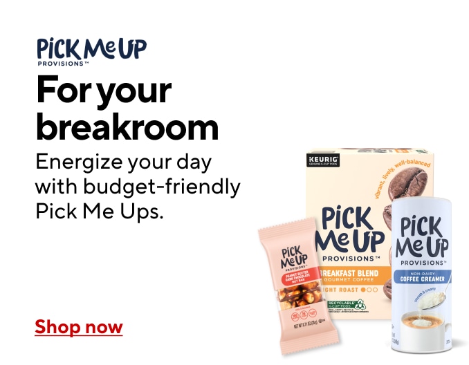 For your Breakroom Energize your day with budget-friendly Pick Me Ups. Shop now