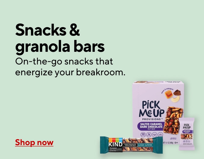 Snacks & Granola Bars On-the-go snacks that energize your breakroom. Shop now