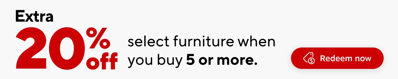 Extra 20% select chairs, desks & storage when you buy 5 or more - redeem now