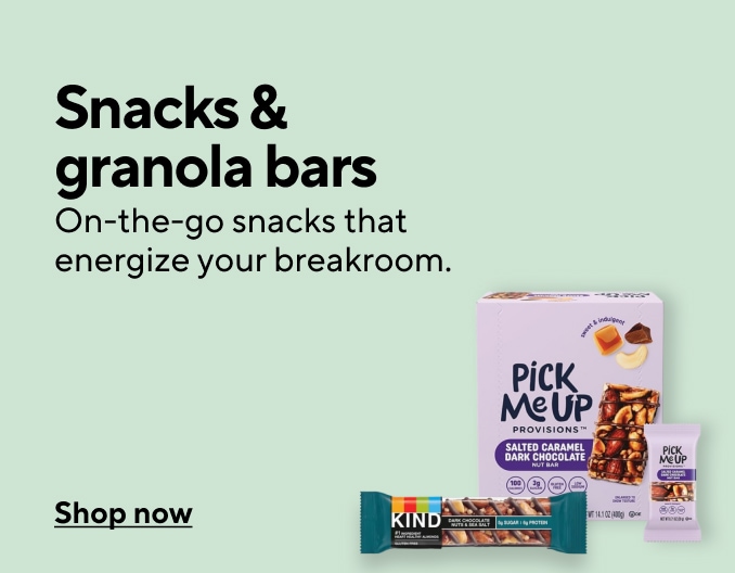 Snacks & Granola Bars On-the-go snacks that energize your breakroom. Shop now