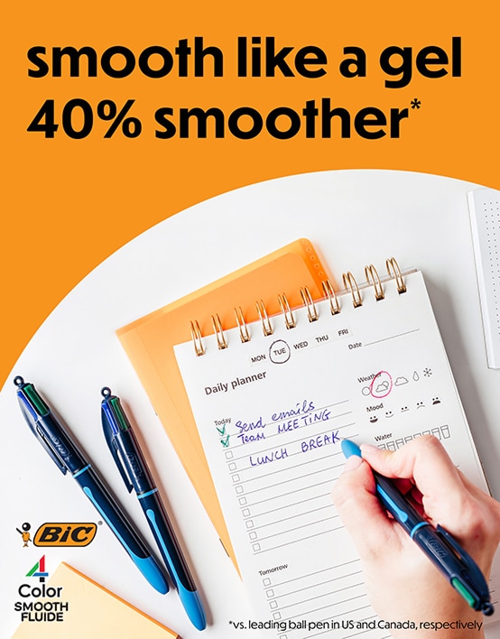 BIC® 4 Color. 4 great colors in one long lasting pen.