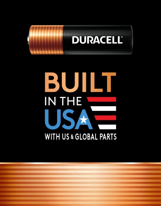 DURACELL  BUILT IN THE USA: WITH US & GLOBAL PARTS