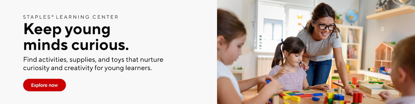 Staples Learning Center Keep young minds curious. Find activities, supplies, and toys that nurture curiosity and creativity for young learners