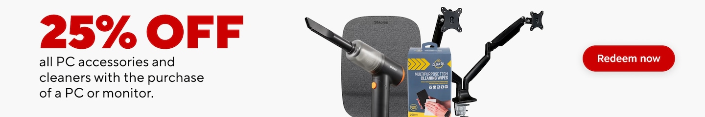 25% OFF all PC accessories and cleaners with the purchase of a PC or monitor. Redeem now.