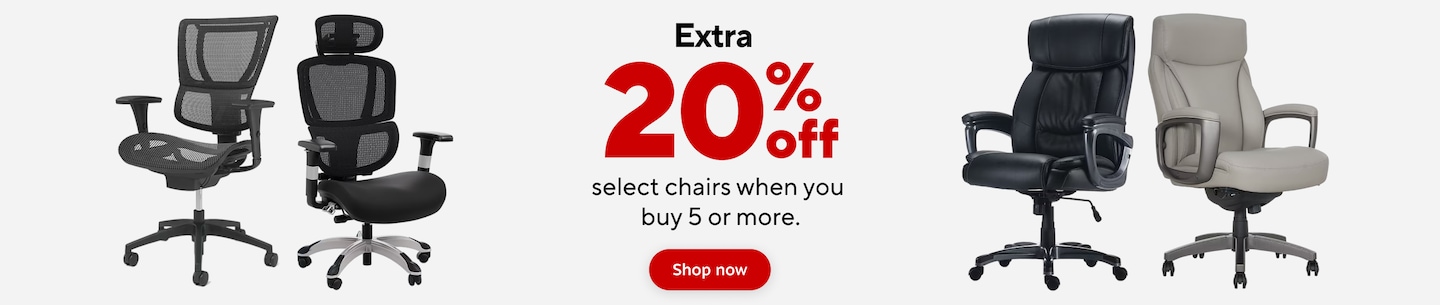 Extra 20% off select chairs when you buy 5 or more. Shop now