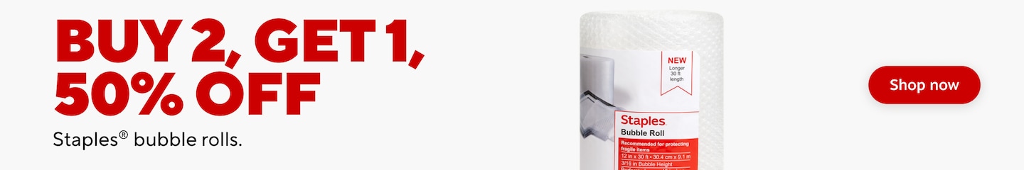Buy 2, Get 1 50% Off, Staples Bubble Roll