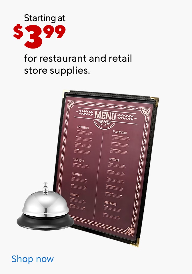 As low as $3.99 for restaurant and retail store supplies