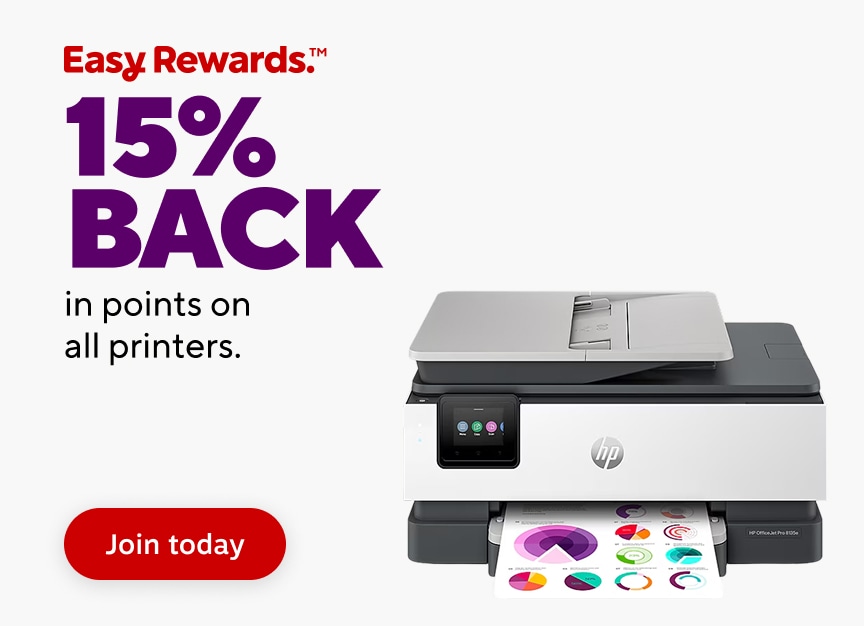 Easy Rewards. 15% BACK in point on all printers. Join today.