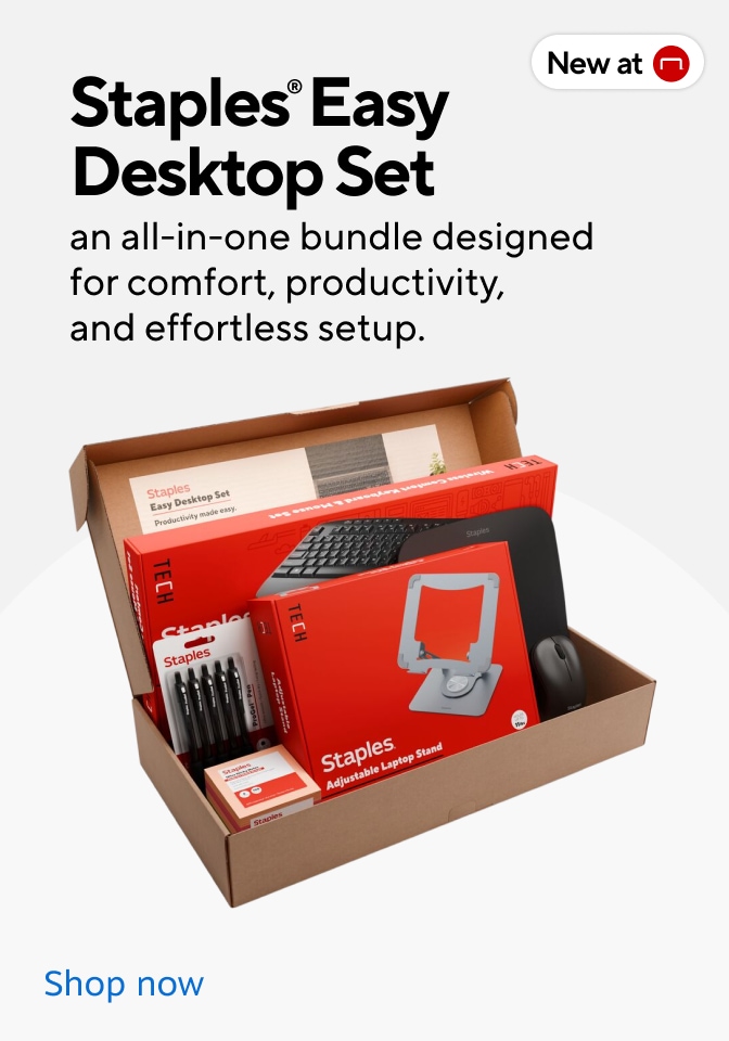 Staples® Easy Desktop Set an all-in-one bundle designed for comfort, productivity, and effortless setup