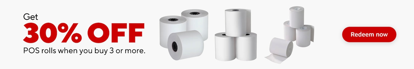 Get 30% OFF POS rolls when you buy 3 or more. Redeem now.