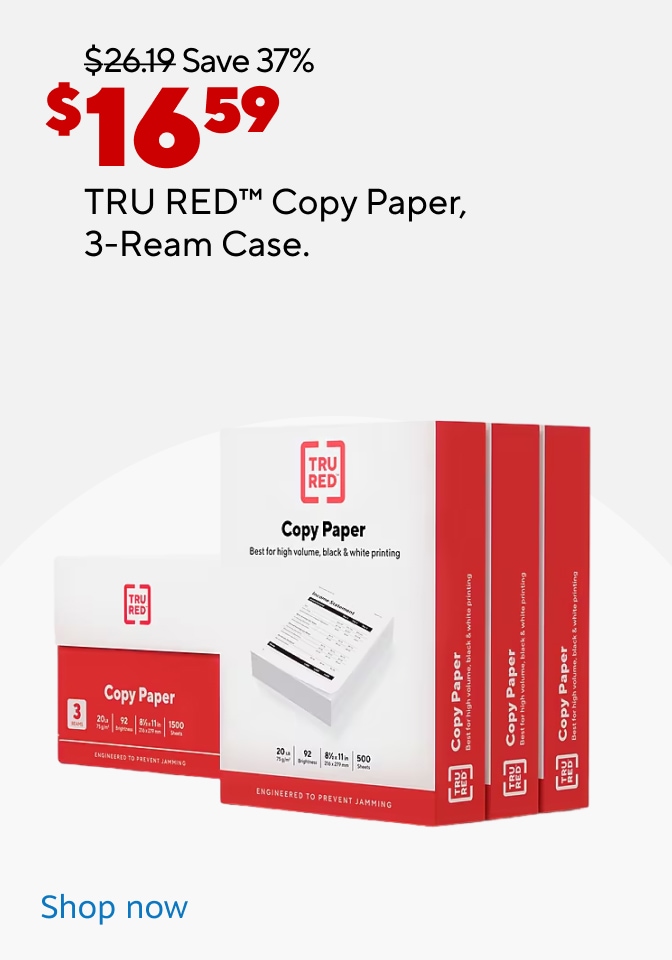 $16.59 SAVE 37%. TRU RED Copy Paper, 3 ream case. Shop now.