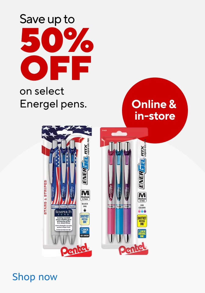 save up to 50% off on select Energel pens. Online and in store. Shop now.