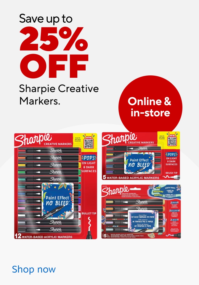save up to 25% off Sharpie Creative markers.. Online and in store. Shop now.