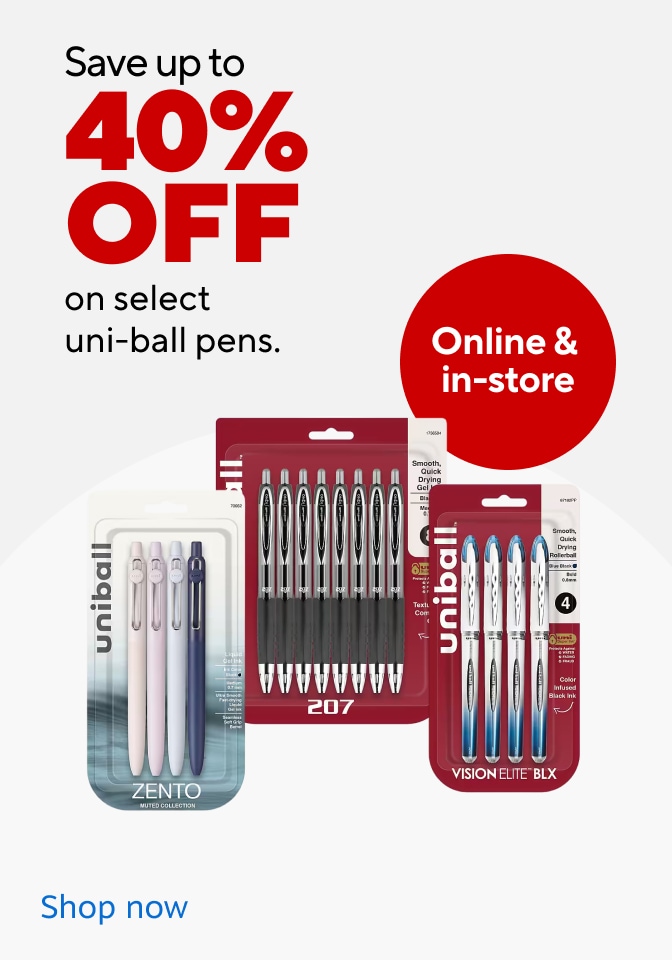 Save up to 40% off on select uniball pens. Online and in store. Shop now.