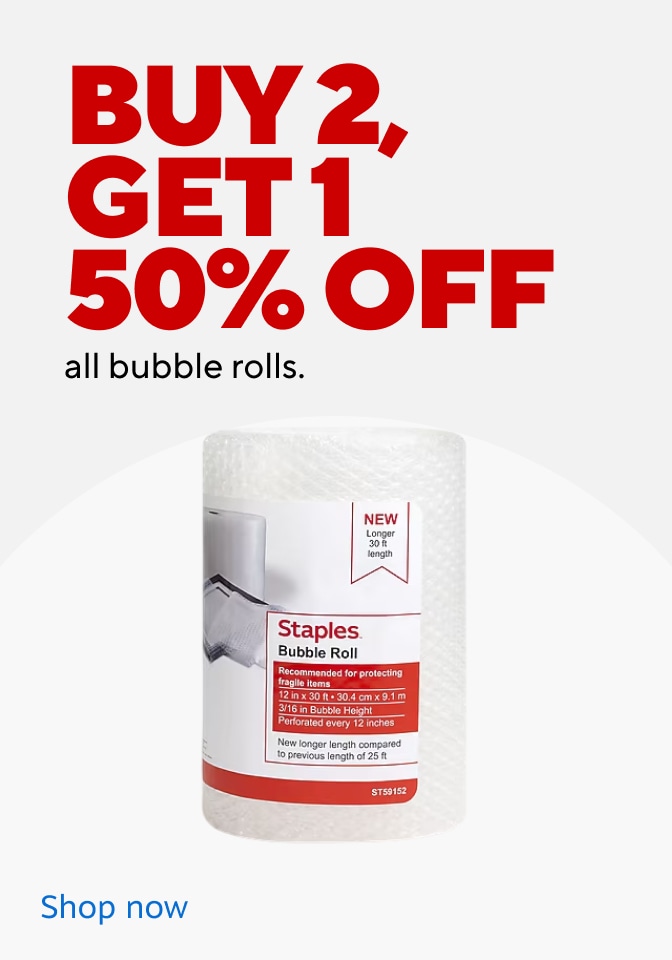 Buy 2, Get 1 50% off all bubble rolls. Shop now.