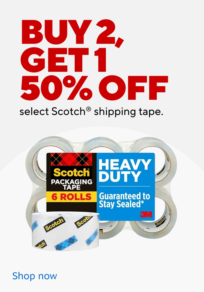 Buy 2, get 1 50% off select Scotch shipping tape. Shop now.