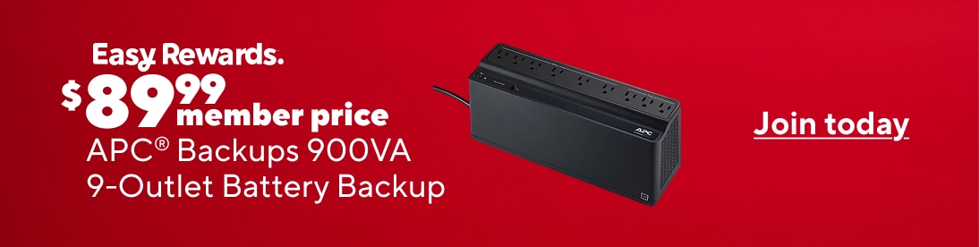 Easy Rewards. $89.99 member price APC Backups 900VA 9-Outlet Battery Backup Join today.