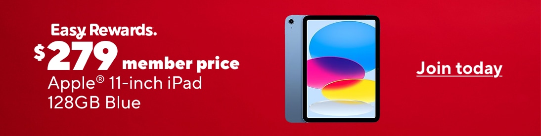 Easy Rewards. $279 member price Apple11 inch ipad 128GB blue Join today