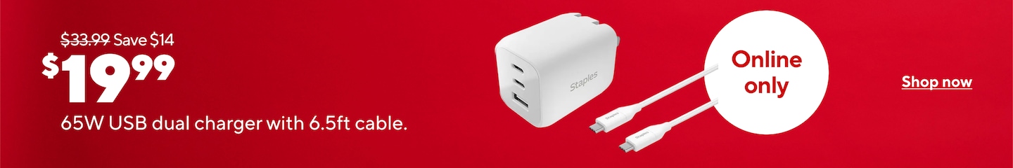 Was 33.99. Save 14. 19.99 16W USB dual charger with 6.5ft cable. Online only. Shop now.