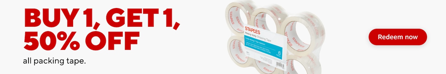 Buy 1 get 1 50 percent off all packing tape. Redeem now.