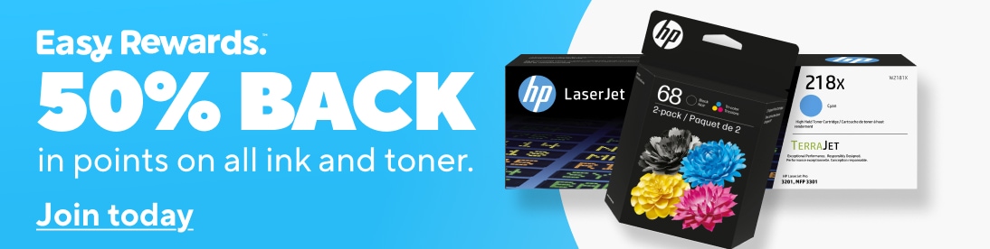 Easy Rewards.50% BACK in points on all ink and toner. online. join today