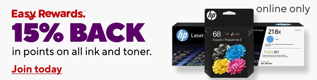 Easy Rewards.15% BACK in points on all ink and toner. online. join today