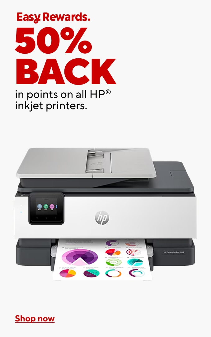 Easy Rewards. 50% back in points on all HP inkjet printers. Shop now.