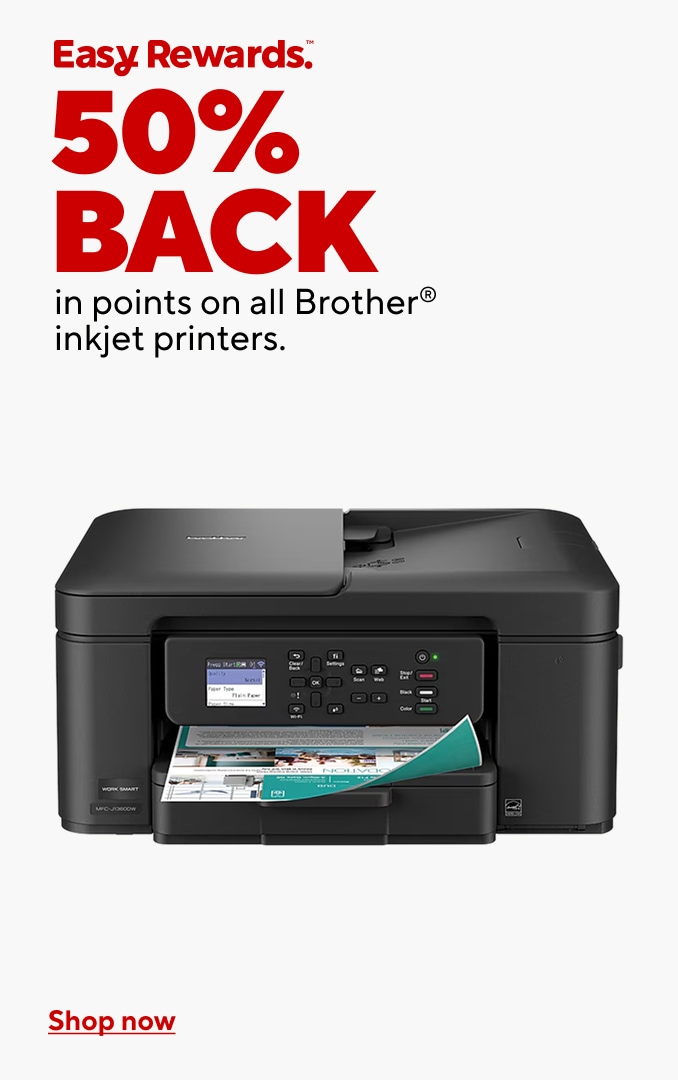 Easy Rewards. 50% back in points on all Brother inkjet printers. Shop now.