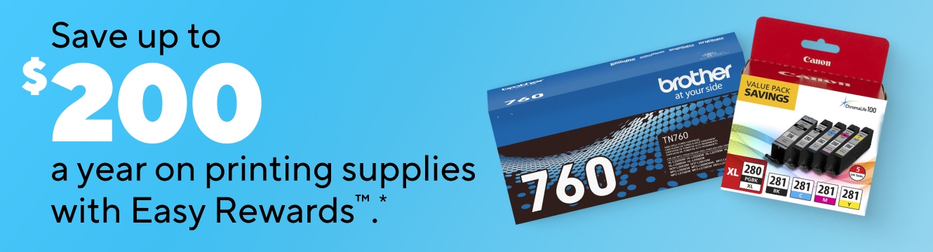 Save up to $200 a year on printing supplies with easy rewards.