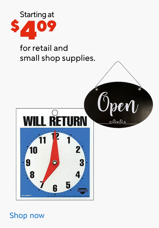 Starting at $.09 for retail and small shop supplies