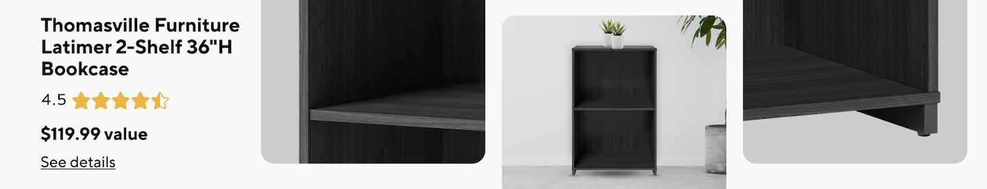 Thomasville Furniture Latimer 2-shelf 36"H bookcase. 4.5 star review. $119.99 value. See details.