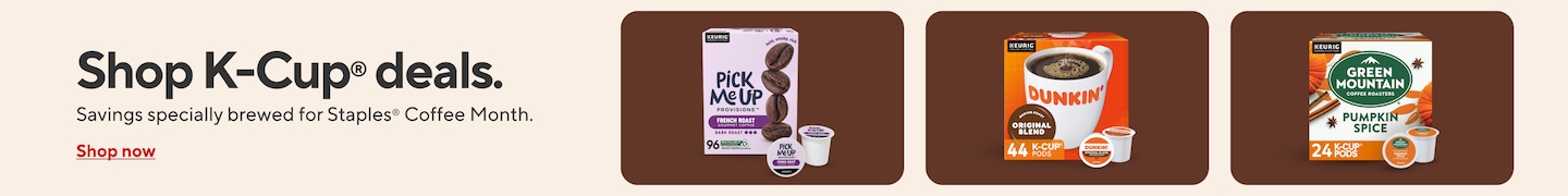 Shop K-Cup Deals. Savings specially brewed for Staples Coffee Month. Shop now