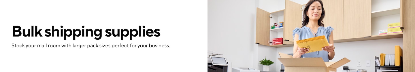 Bulk shipping supplies Stock your mail room with larger pack sizes perfect for your business.