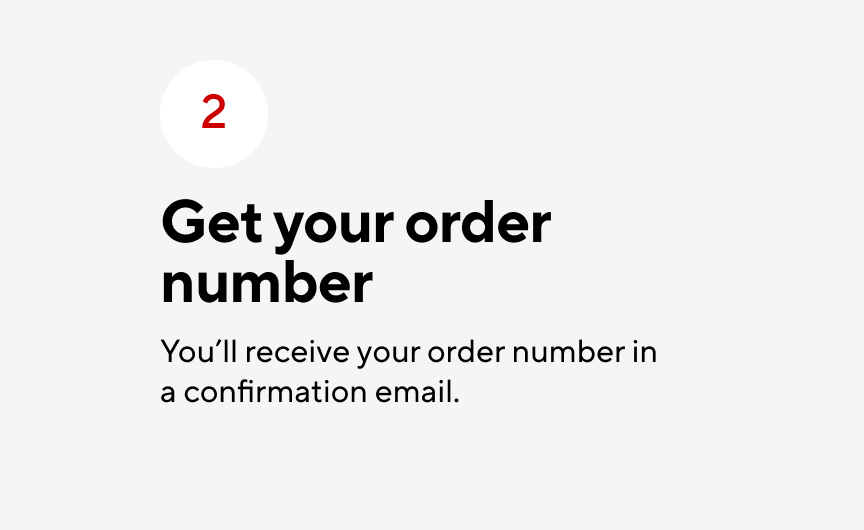 2. Get your order number. You'll receive your order number in a confirmation email.