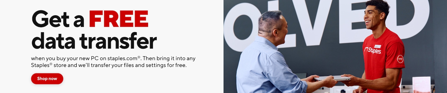 Get a FREE data transfer when you buy your new PC on staples.com. Then bring it into any Staples store and we'll transfer your files and settings for free. Shop now