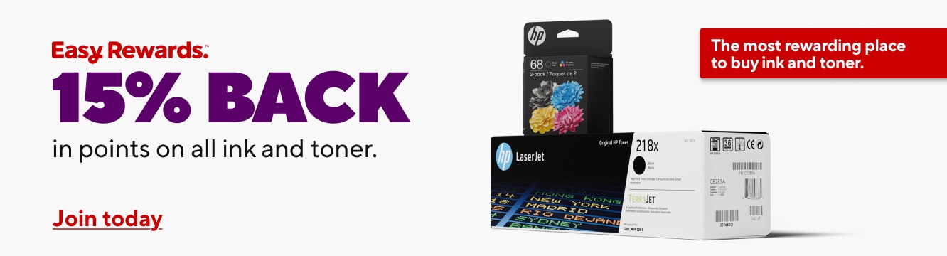 Easy Rewards. 15% BACK in points on all ink and toner. The most rewarding place to buy ink and toner. Join today.
