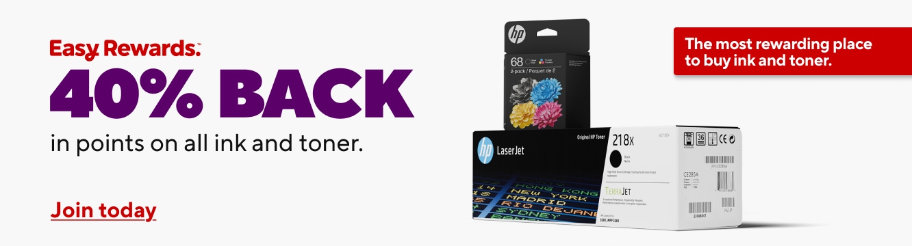 Easy Rewards. 40% BACK in points on all ink and toner. The most rewarding place to buy ink and toner. Join today.