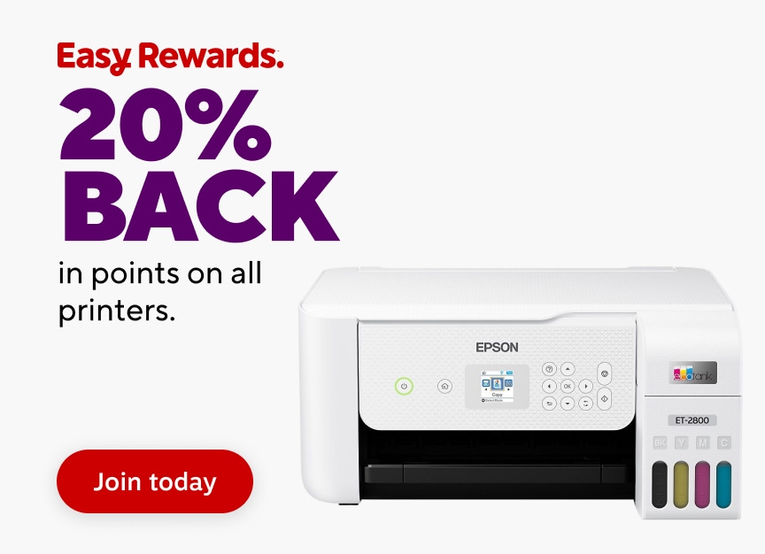 Easy Rewards. 20% BACK in points on all printers. Join today.