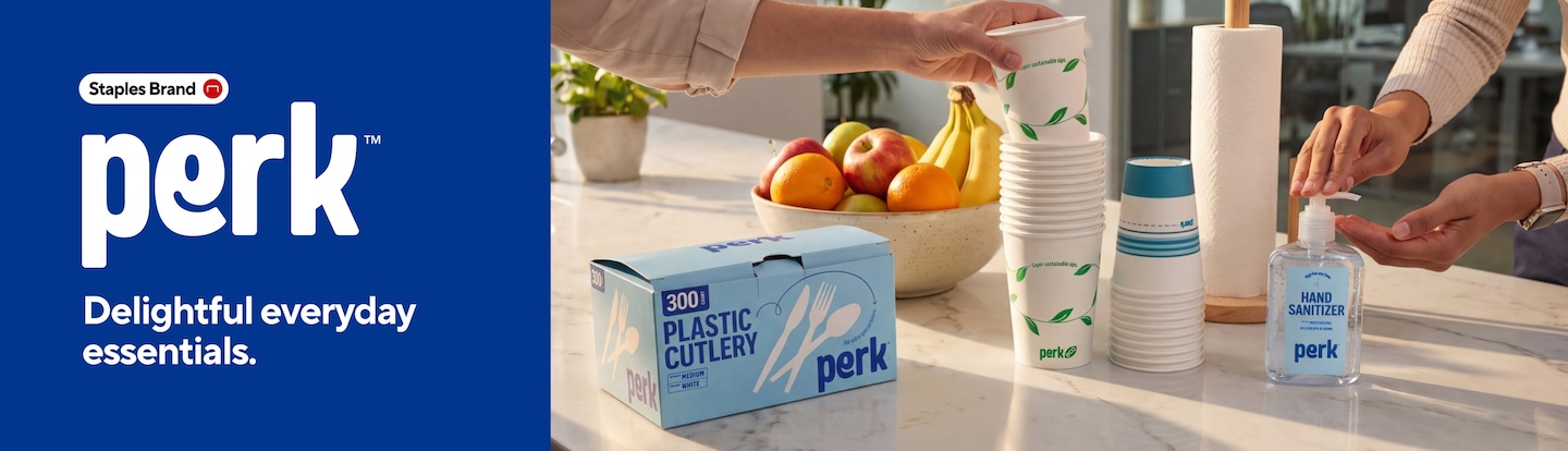 Staples Brand. Perk. Delightful everyday essentials.