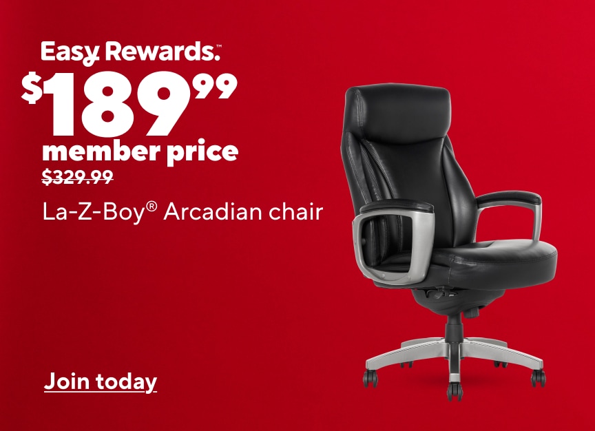Easy Rewards $189.99 member price, was $329.99. La-Z-Boy Arcadian chair. Join today