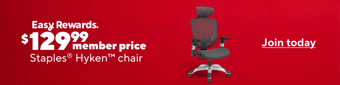 Easy Rewards. $129.99 member price Staples Hyken chair Join today