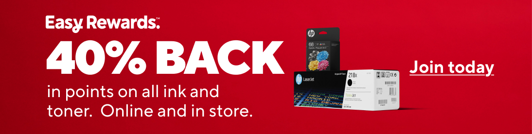 Easy Rewards.40% BACK in points on all ink and toner. online. join today