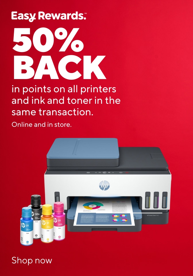 Easy Rewards. 50% back in points on all printers, ink and toner in the same transaction. Online and in store. Shop now.